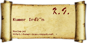 Kumer Irén névjegykártya